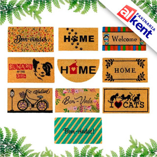 Tapete Capacho Fibra de Coco Estampas Variadas - Retangular ou Meia-Lua em Oferta na Shopee