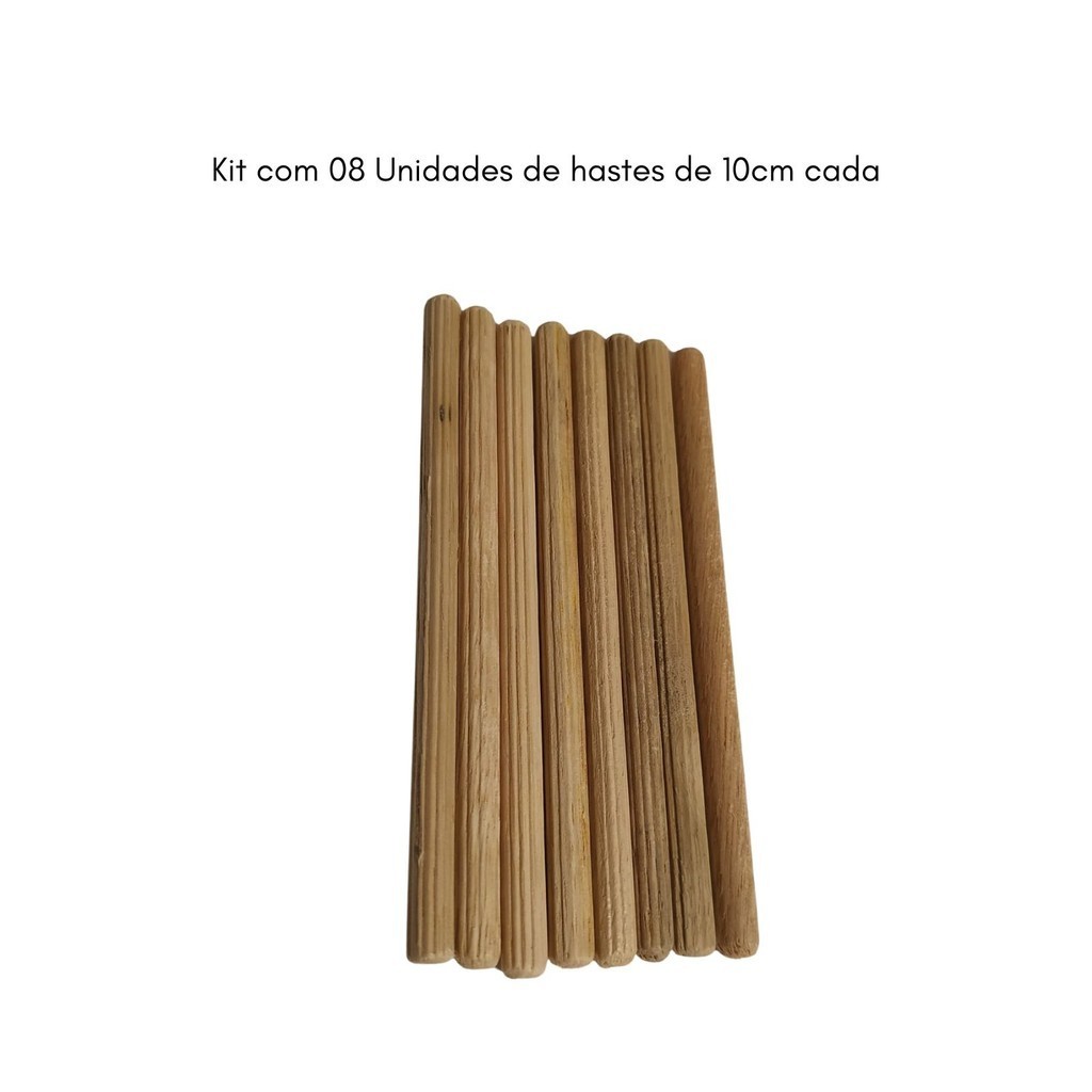 Hastes em madeira com 10cm kit com 08 peças para Blocador de Quadradinhos em MDF