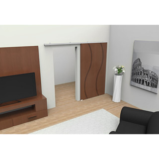 Kit Porta de Correr Completo até 80kg 2 metros bipartido Cor Natural em Oferta na Shopee