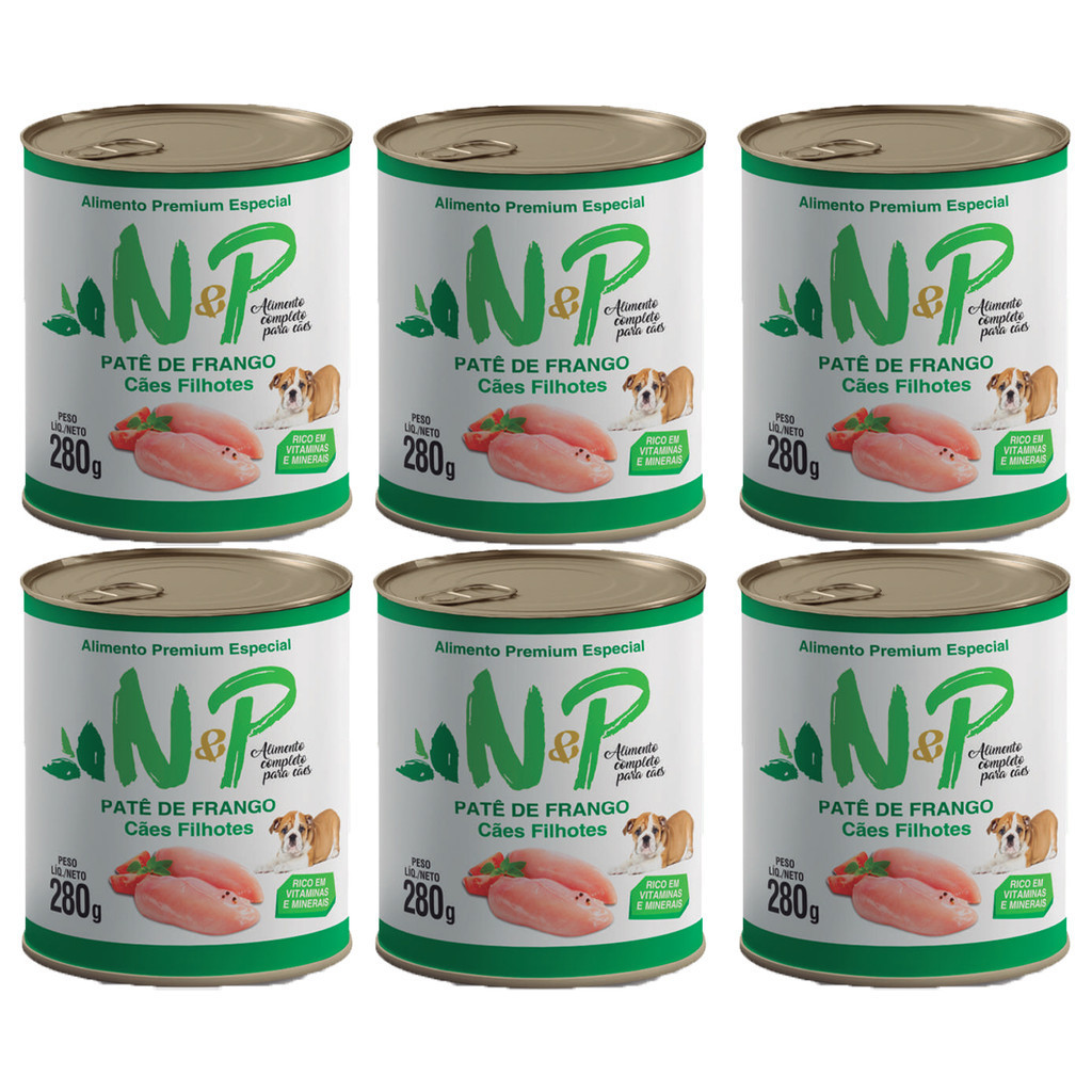 Patê Petisco Sabor Frango Cães Filhotes Premium N&P 200g - 6 unidades