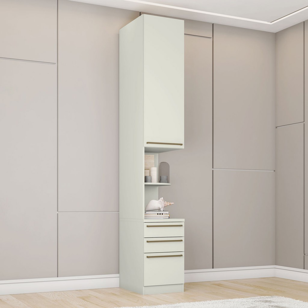 Mesa de Cabeceira Modulada 2 Portas 3 Gavetas Seletto Areia Hp Henn em Oferta na Shopee