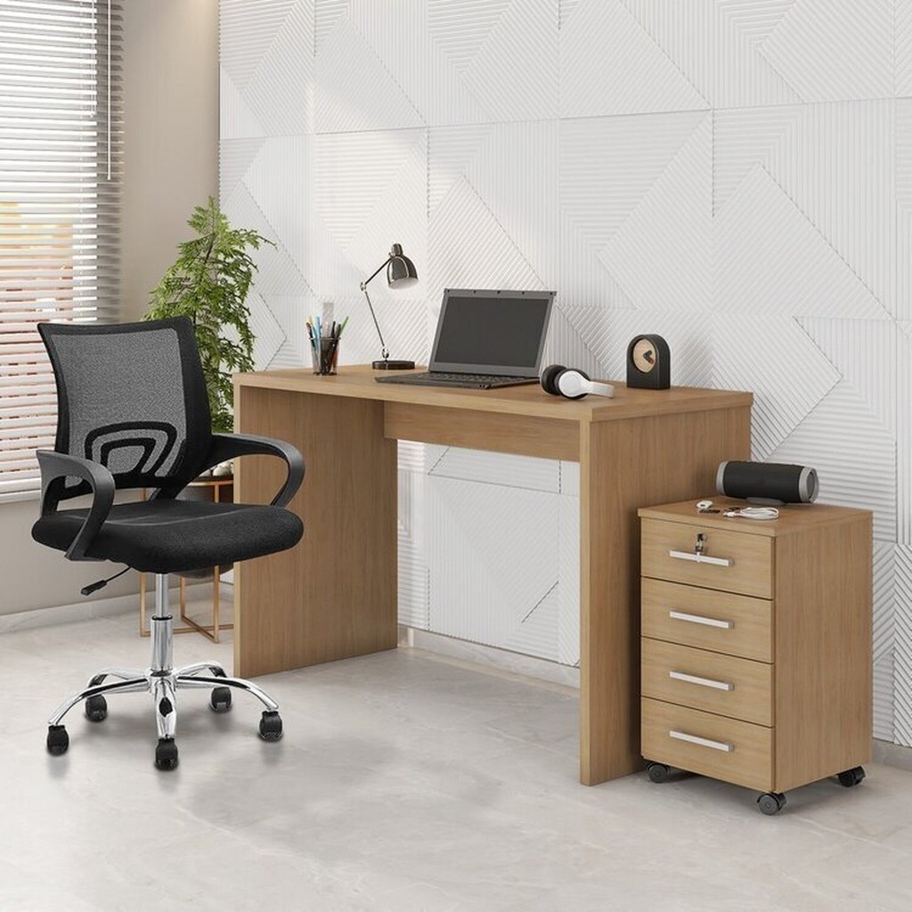 Escrivaninha Mesa Escritório 127cm com Gaveteiro com Chave Gávea Freijó em Oferta na Shopee
