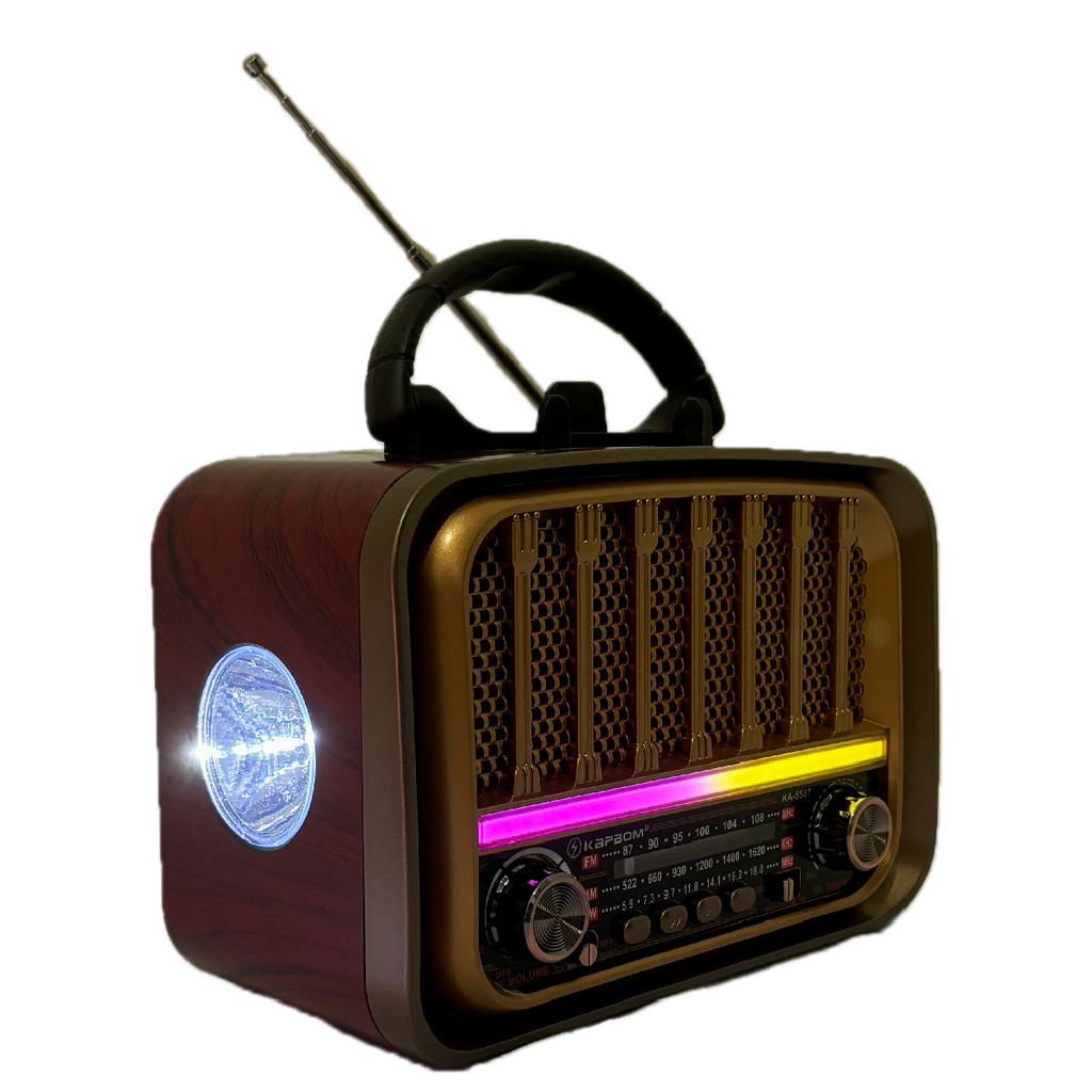 Radio retro vintage fm am usb sd bateria bluetooth Luminária Rgb KA-5587