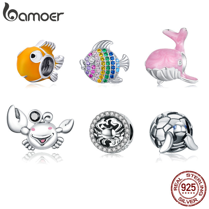 Bamoer 925 Sterling Silver Charms Ocean Fish Crabs Pendant Acessórios De Moda Aniversário SCC2707 em Oferta na Shopee
