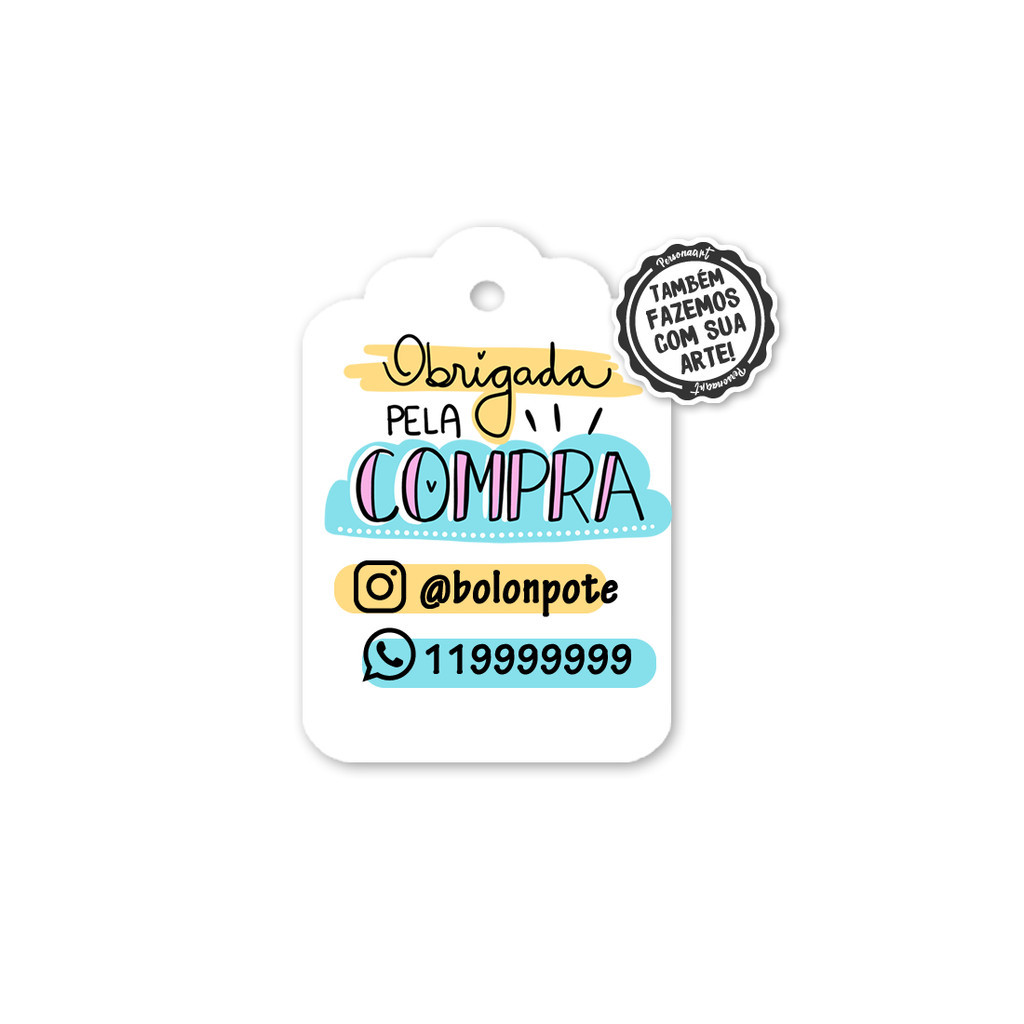 KIT 24 Etiqueta Tag de Agradecimento Lembrança de produto Ecom personalizado C79 Obrigado pela compra