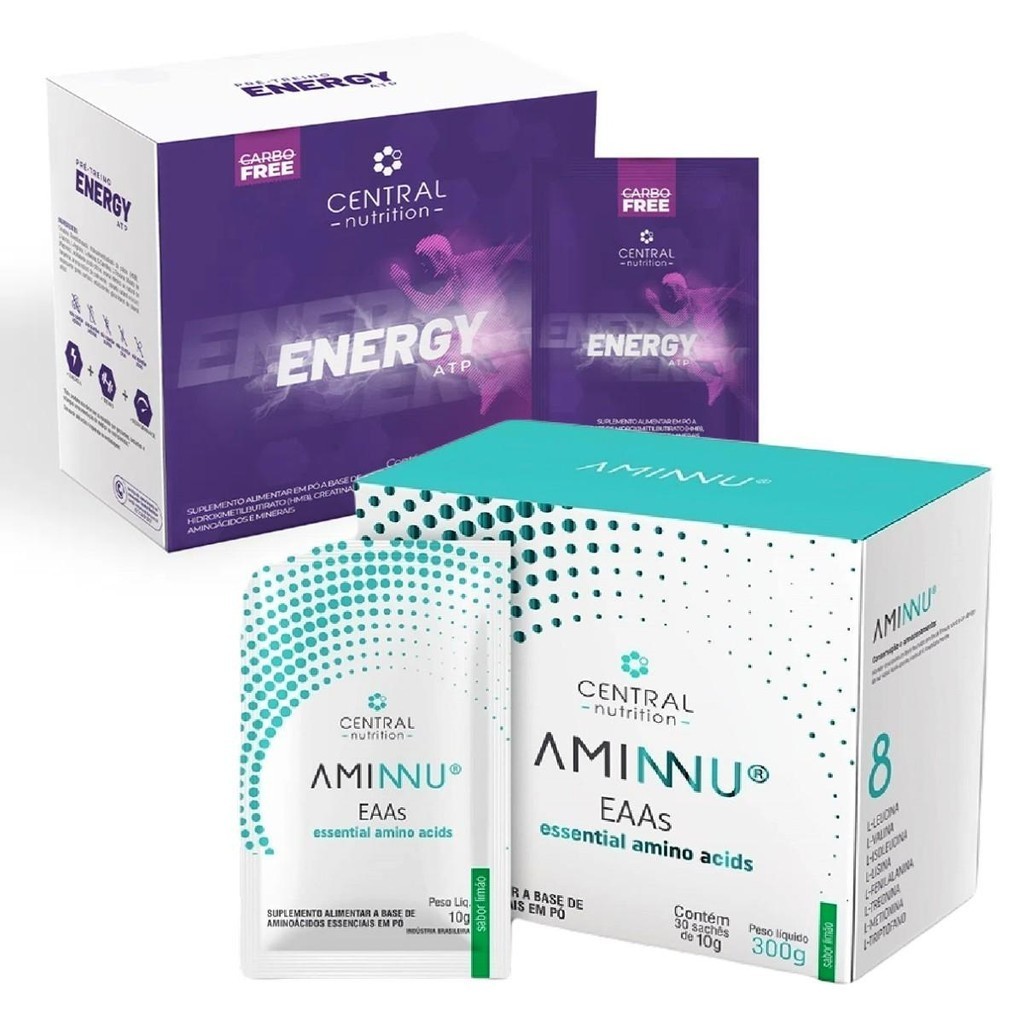 Kit Aminnu 30 Sachês 10g + Energy ATP 30 Sachês 10g Central