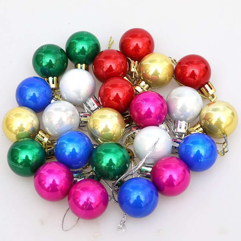 2024 Novo Estilo Bola de Natal Bola de Natal 3cm 24pcs Barril Bola de Natal Colorida Perolada Bola de Natal Decoração de Bolo de Sobremesa Bola de Natal Decoração de Casa