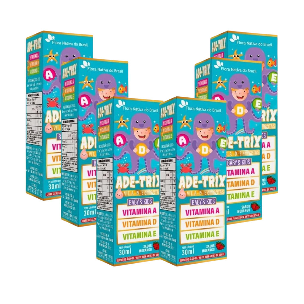 6X ADE-TRIX Kids (Vit. A D E) 30ml Sabor Morango - Flora Nativa