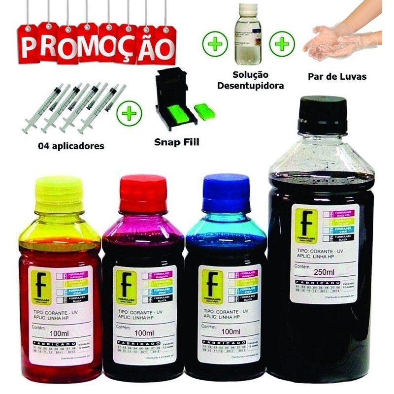 500ml Kit Tinta Recarga Cartucho 664 Hp 2136 3636 3836 + Snap Com Manual de Instruções + Suporte em Oferta na Shopee