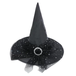 Chapéu de Bruxa Preto - Tule e Strass - 1 unidade - Cromus - Rizzo