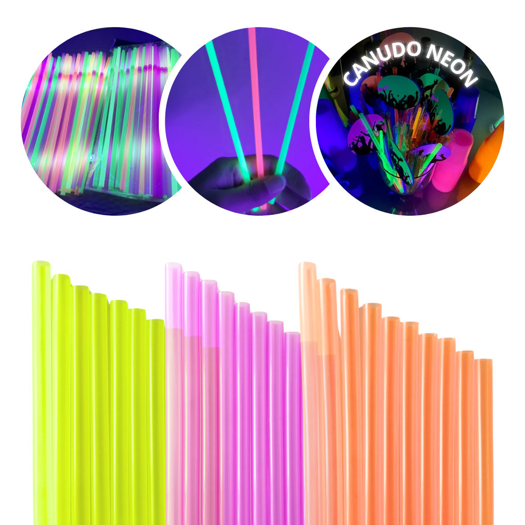 Canudos Neon Flexíveis Festa Bebida Copão Balada 50/100/150