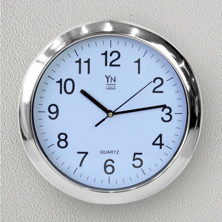 Relógio de Parede Pequeno de Decoração Prata YN Clock