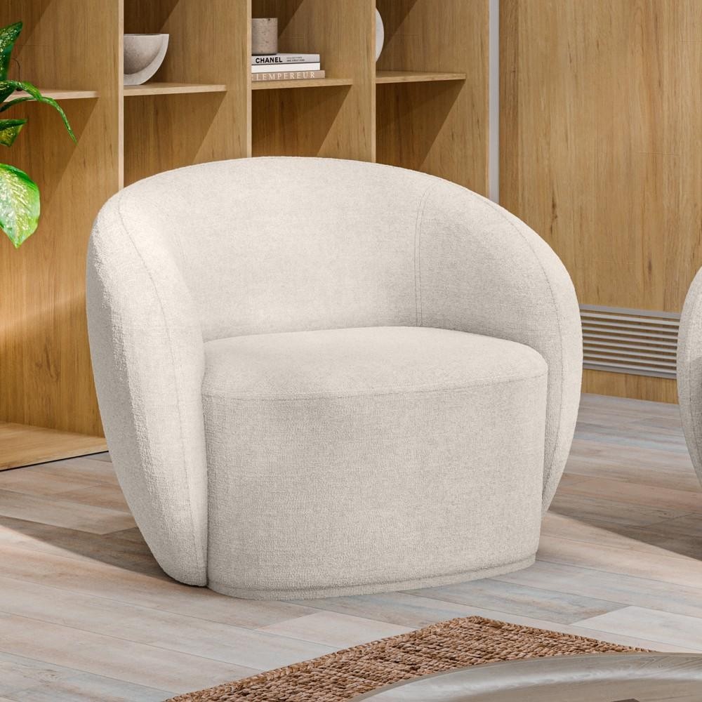 Poltrona para Sala de Estar Giratória Orgânica Garbin K04 Bouclê Bege - Mpozenato