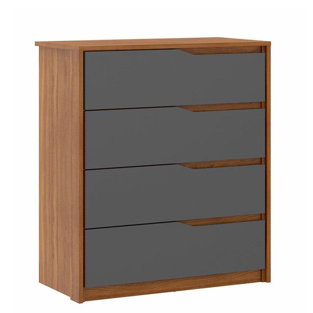 Cômoda átria 4 Gavetas Amêndola Grafito - Demartêz em Oferta na Shopee