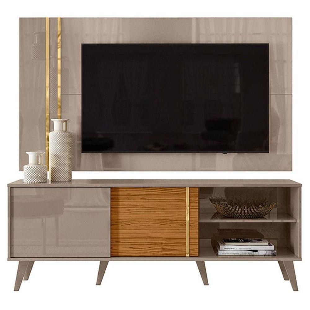 Rack Bancada E Painel Para Tv Cronos Fendi Naturale - Madetec - Home & Living