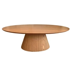 Mesa De Centro Cone Oval 120x60Cm Base Madeira Freijó Marrom