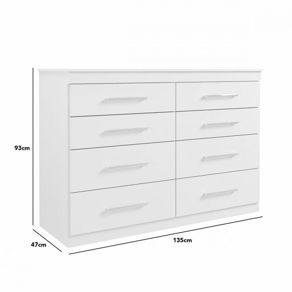 Detalhes do Cômoda Batrol Genova Com 8 Gavetas Branco Brilho