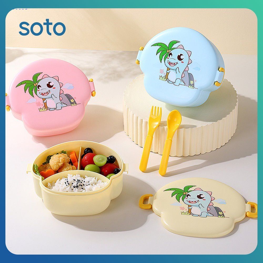 SOTO Food Grade Baby Food Suplementar Lunch Box Lancheira Para Crianças Ao Ar Livre Bonito Desenho Animado Cogumelo Bento Box