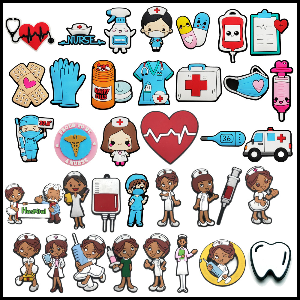 Encantos De Sapato Para Tamanco Decoração Decorações Pinos Dos Desenhos Animados Enfermeira Dentista Médico Hospital Sap
