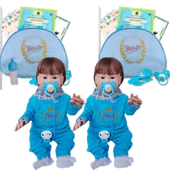 2 Bebes Reborn Gemeos Meninos Bolsa Acessórios - 48cm!