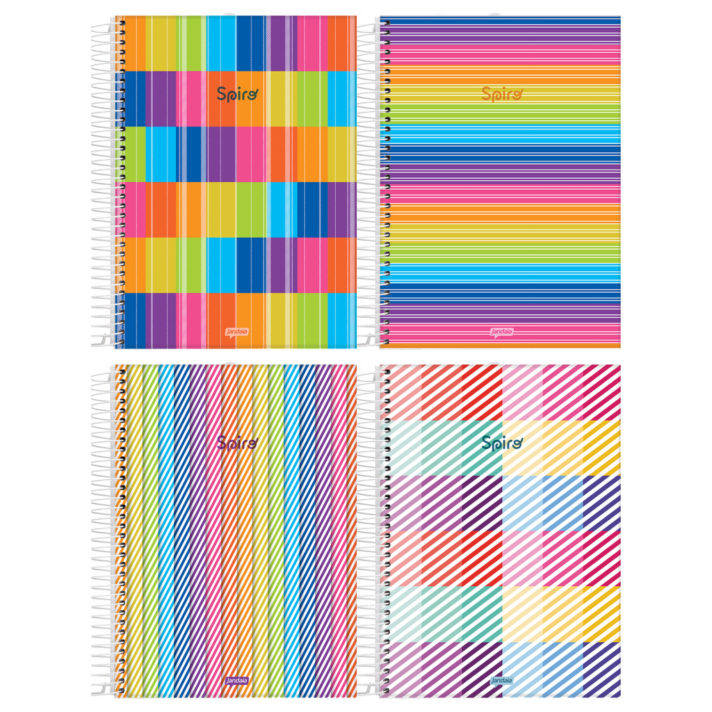 Caderno Universitário 1 Matéria 80 Folhas Capa Dura Spiro Jandaia - Kit com 4 Capas Sortidas