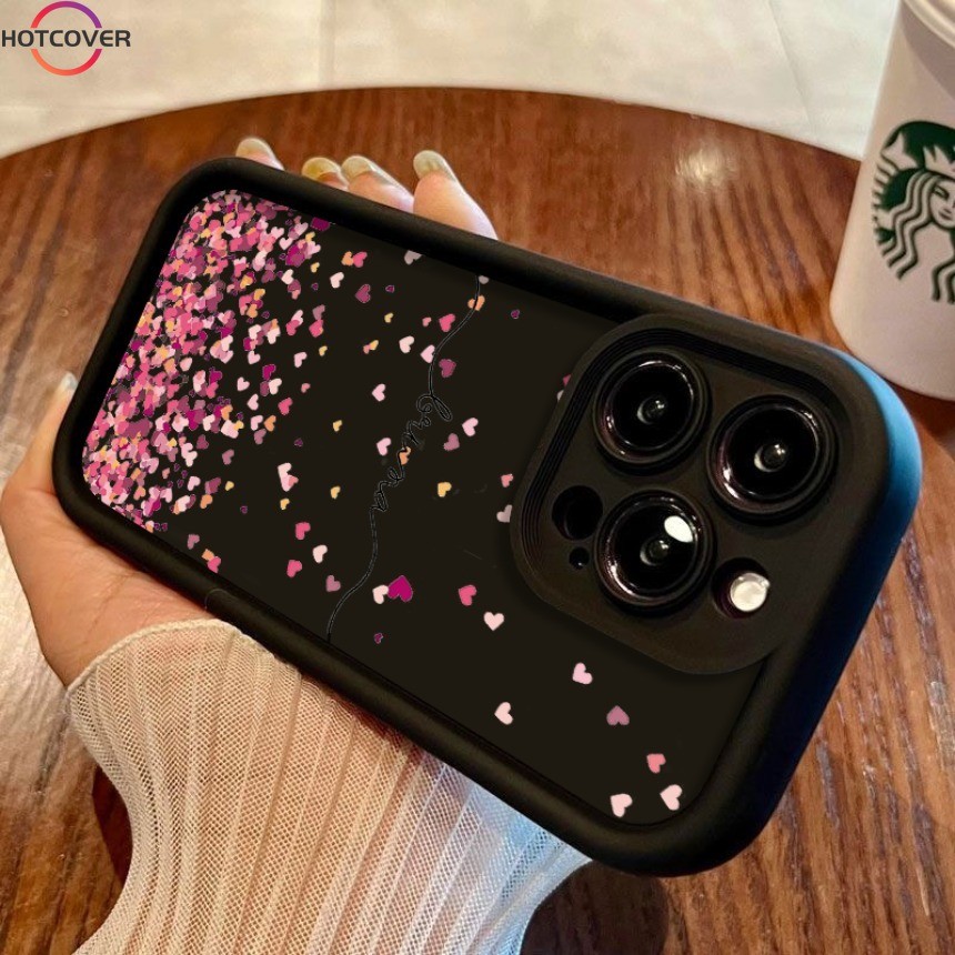 Estojo Para Telefone Samsung Galaxy A06 A16 A50 A50S A30S M12 F12 M04 F04 M32 A03 A03S Corações Pretos E Coloridos
