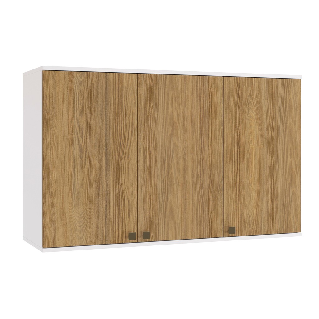 Armário Aéreo Celeste Kappesberg 100% MDF 3 Portas Branco/Nogueira 120cm em Oferta na Shopee