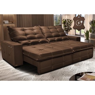 Sofá de Couro Elétrico Retrátil 3,15m Cama inBox Gran Toro SoftGel D40 Caramelo em Oferta na Shopee