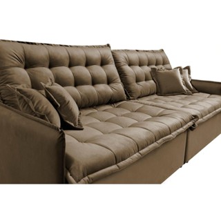 Sofá Sem Caixa Retrátil Reclinável 2,15m Cama inBox Versátil com Pillow Top e Molas Velusoft Castor em Oferta na Shopee