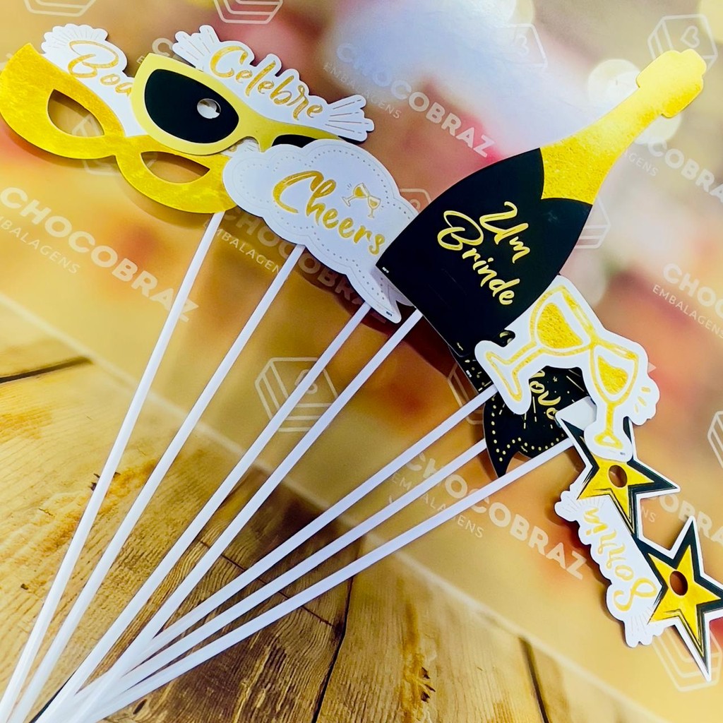 KIT 15 PLAQUINHAS DIVERTIDAS SELFIE FESTA DE ANO NOVO FELIZ 2026 CELEBRAR REGINA em Oferta na Shopee