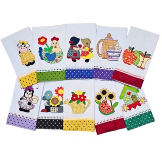 Kit Pano de Prato c/ Patchwork e Barrado Tecido em Oferta na Shopee