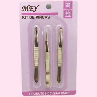 Kit 3 Peças Pinças de Aço Inoxidável Para Remoção de Pelos e Modelagem de Sobrancelhas - …