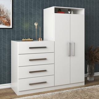 Cômoda 2 Portas 4 Gavetas Mon Branco - Pnr Móveis em Oferta na Shopee