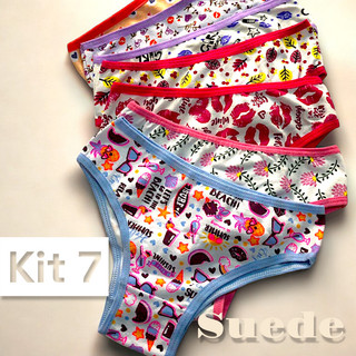 Kit 7 Calcinhas Infantil Menina Calcinha Infantil Menina Suede Roupa Para Menina