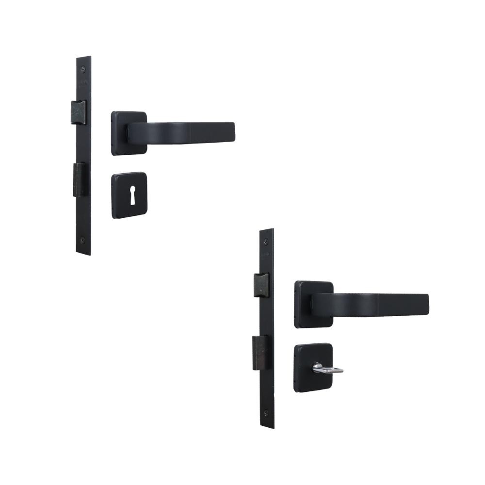 Kit 1 Fechadura Interna e 1 Banheiro Roseta Módena PR Fosco MGM em Oferta na Shopee