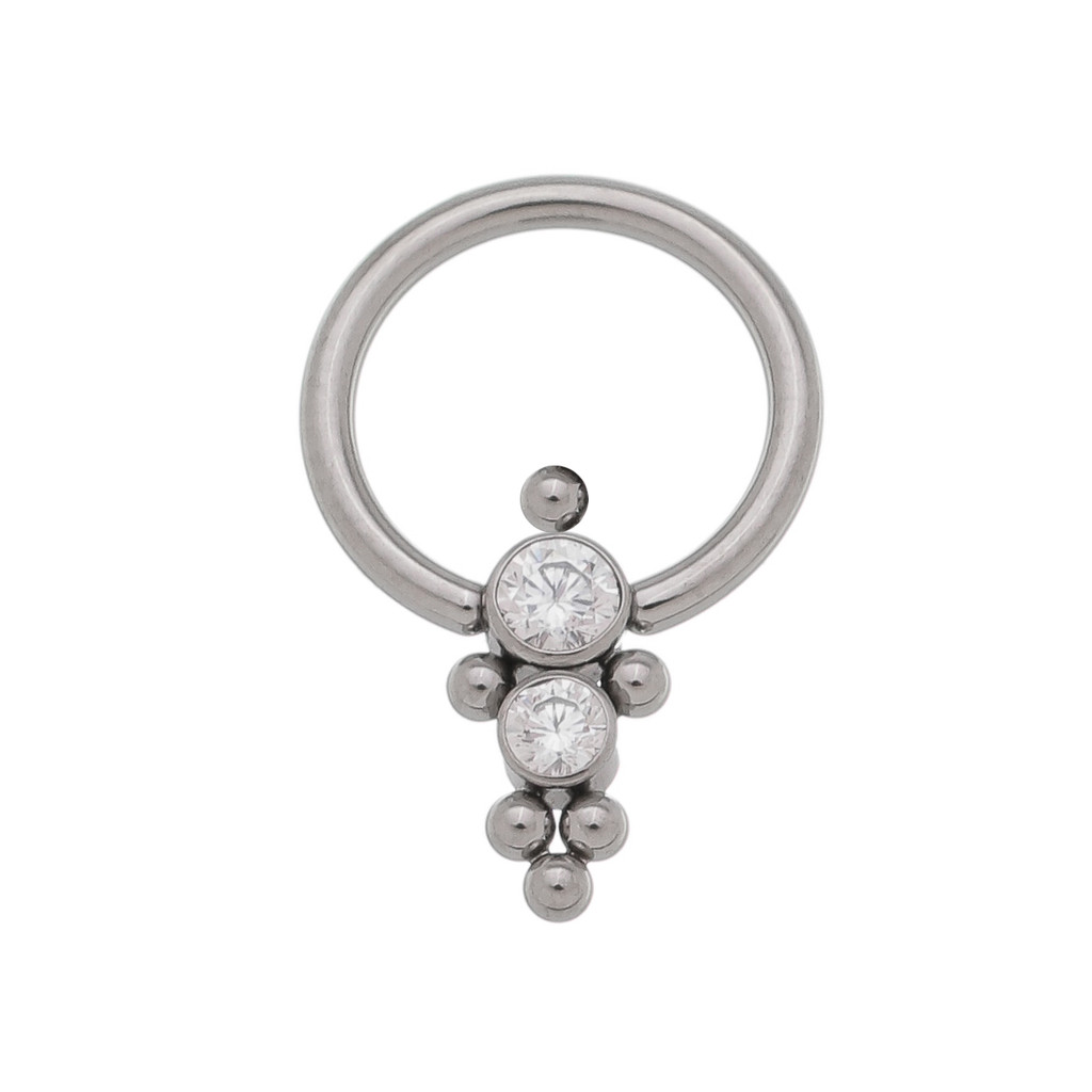 Piercing Argola Captive 8mm Cachos Com Zircônias titânio