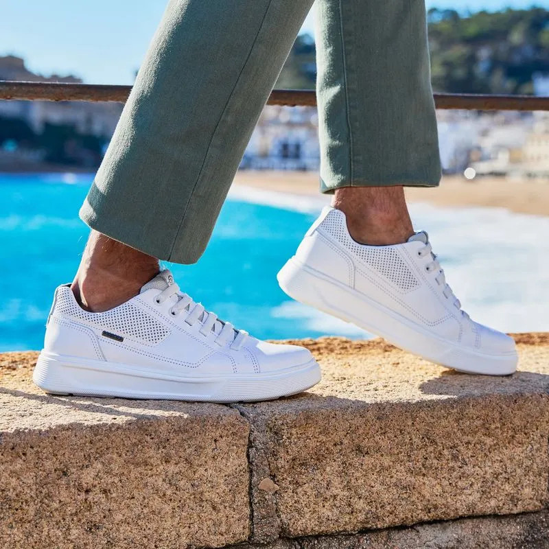 Tênis Casual Sapatenis Masculino Pegada Couro Branco Leve