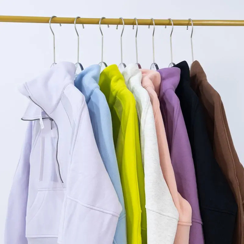 LuLu Meia Zip Moletons Cropped Hoodies Casacos De Lã Mulheres Bairro Zip Up Pullover Roupas De Outono