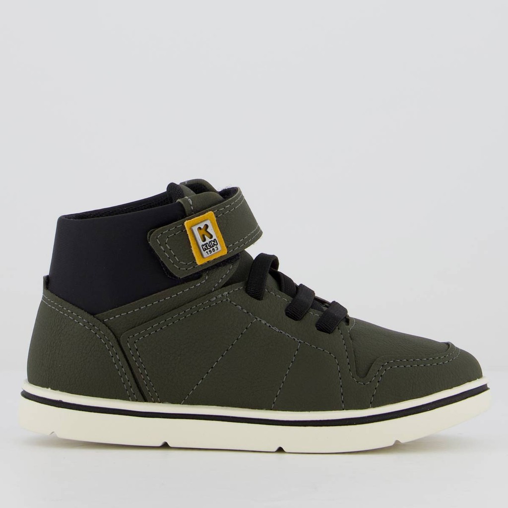 Tênis Klin Flyer Cano Médio Infantil Verde Militar e Preto em Oferta na Shopee