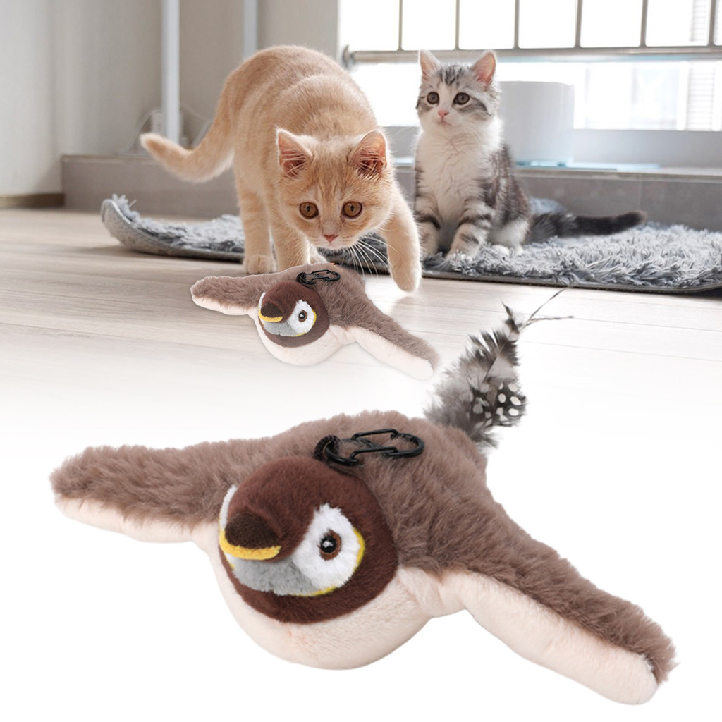 Brinquedos Interativos Para Gatos Batendo Pássaro Recarregável Toque Ativado De Pelúcia Elétricos Pássaros Laváveis