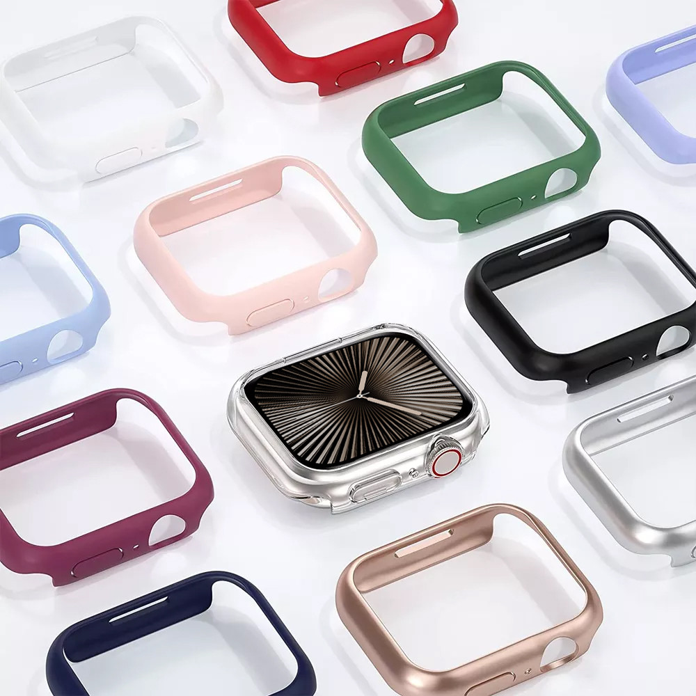Capa Para Apple Watch Caso 46mm 42mm 41mm 45mm 44mm 40mm 38mm Acessórios Protetor De PC Pára-Choques iWatch Série 10 9 7 8 6 se 5 4 3