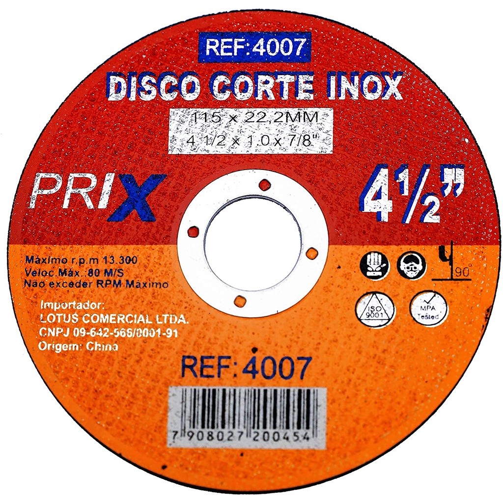 Disco Corte Fino Inox Aço e Ferro 4.1/2 X 1,0 Esmerilhadeira