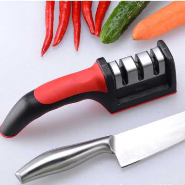 Amolador Afiador De Facas Em Aço Inox Com 3 Afiadores em Oferta na Shopee
