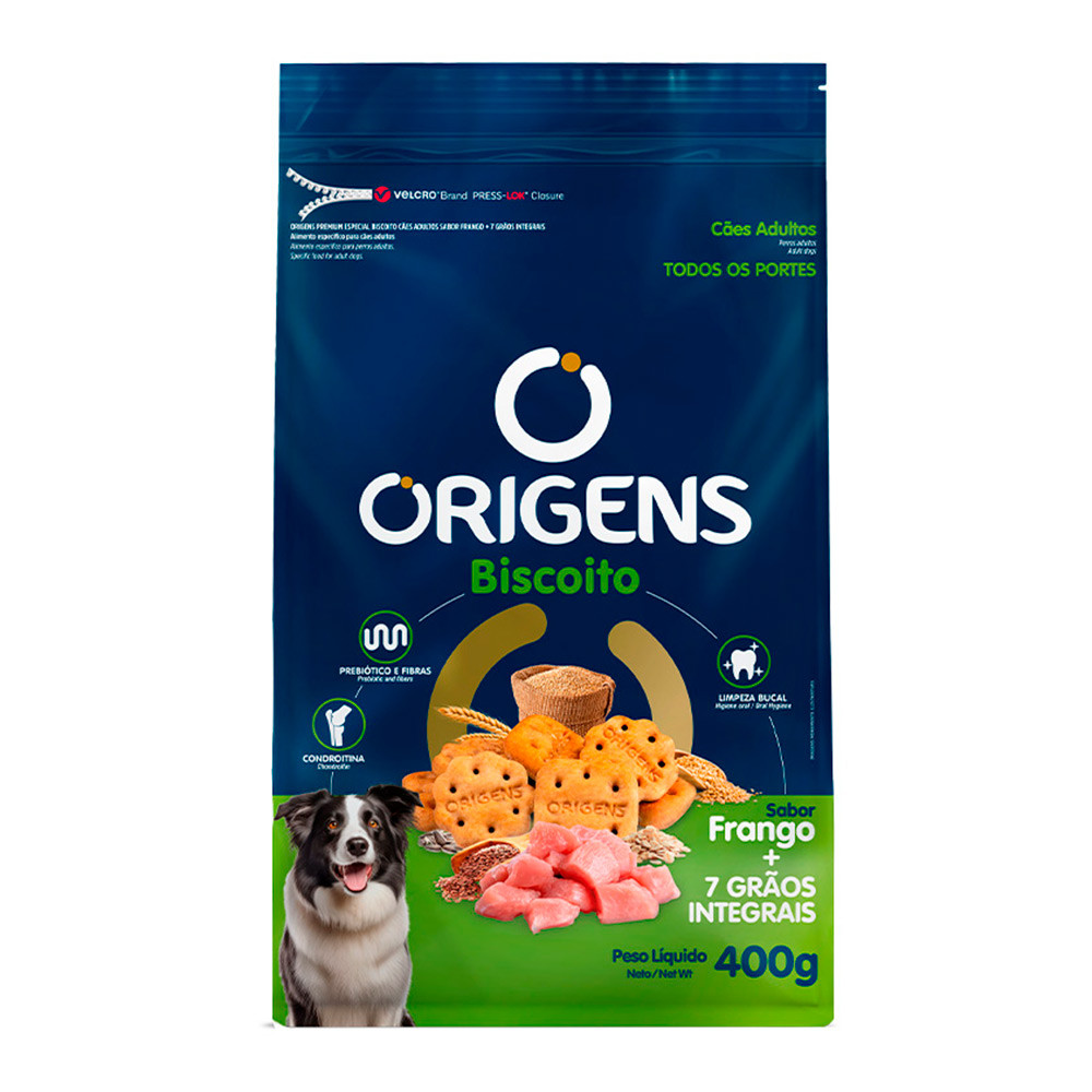 Biscoito Origens Cães Adultos Frango + 7 Grãos 400g - Pets