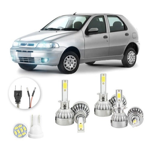 Lâmpadas Ultra Led Fiat Palio G2 20000lm Alto Baixo e Milha + Pingo Led em Oferta na Shopee