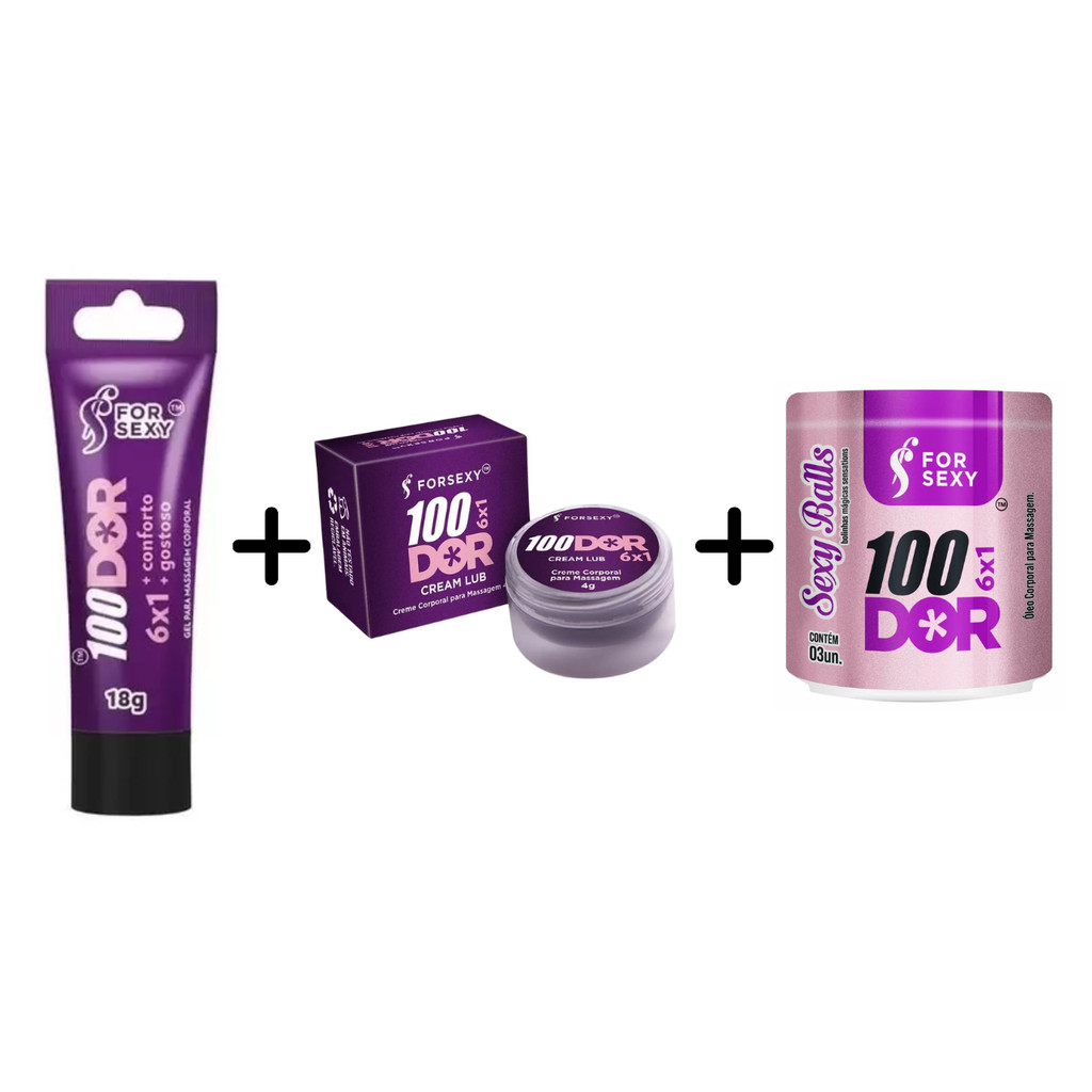 Kit Sexo Anal Top 1 Gel 100Dor + 1 Creme 100Dor + 1 Bolinhas 100Dor