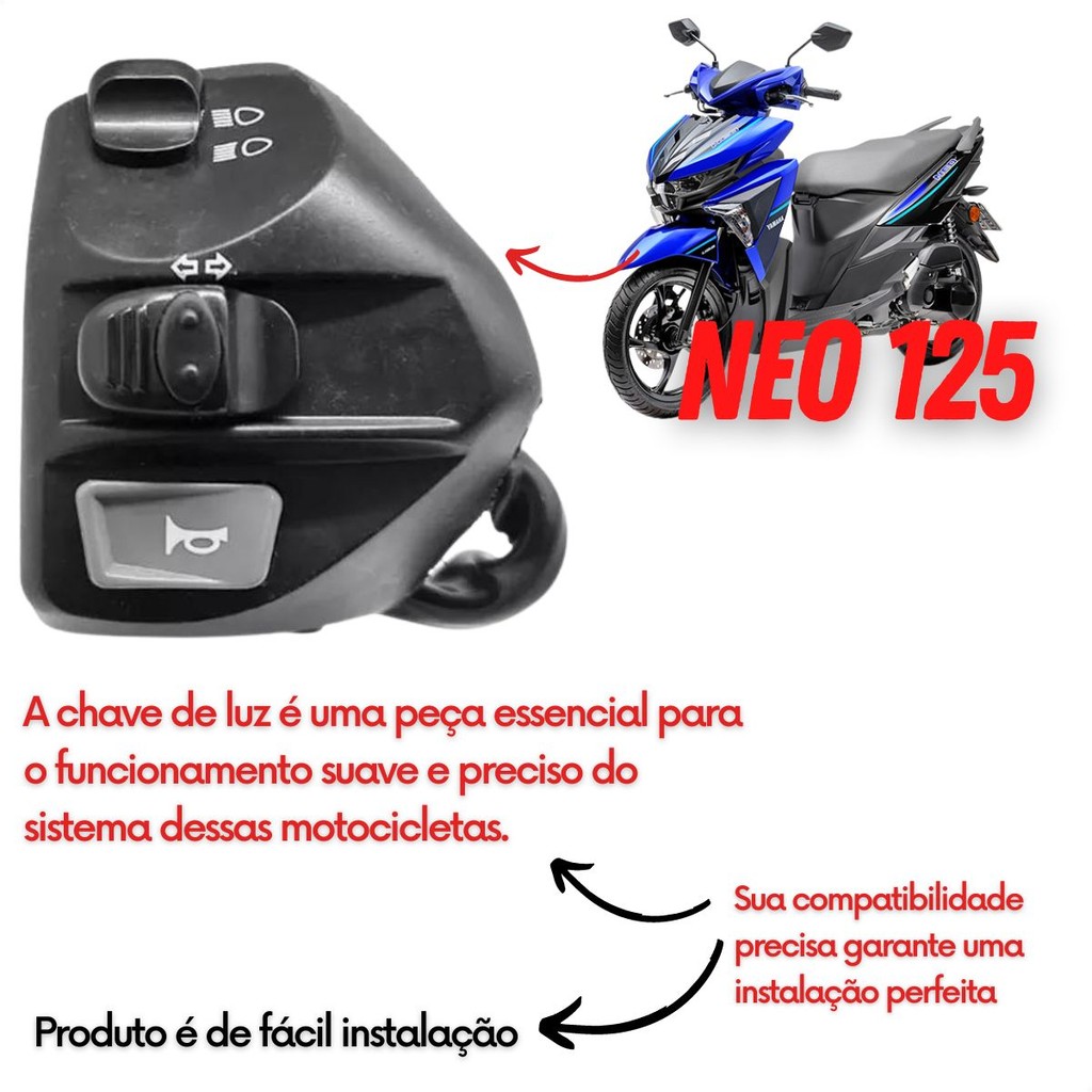 Punho Chave Luz Seta Yamaha Neo 125 2017 Em Diante Esquerdo — imagem 2 de 2