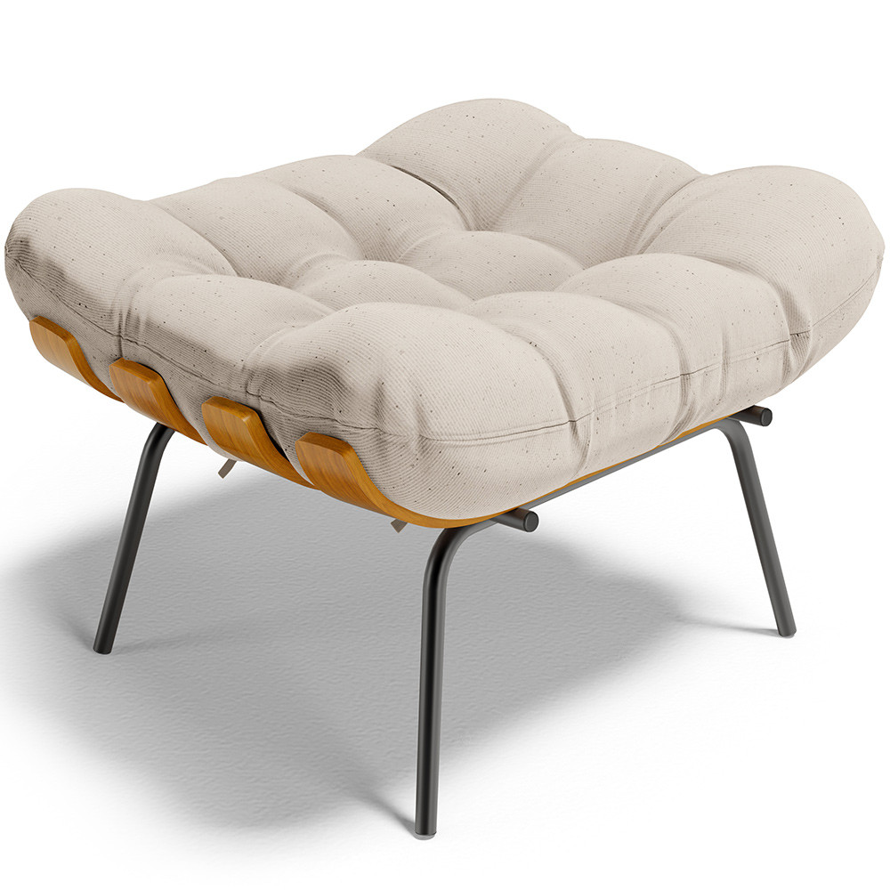 Puff Decorativo Sala de Estar Costela L02 Linho Cru - Lyam Decor em Oferta na Shopee