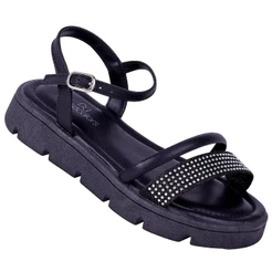 Sandália Infantil Feminina Aurora com Strass - Preto