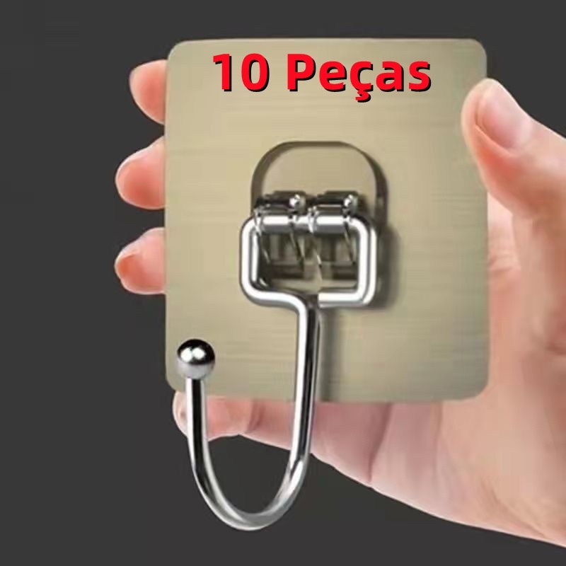 10 Ganchos Adesivos Parede Multi Funcional Autocolante Casa Cozinha Quarto Banheiro